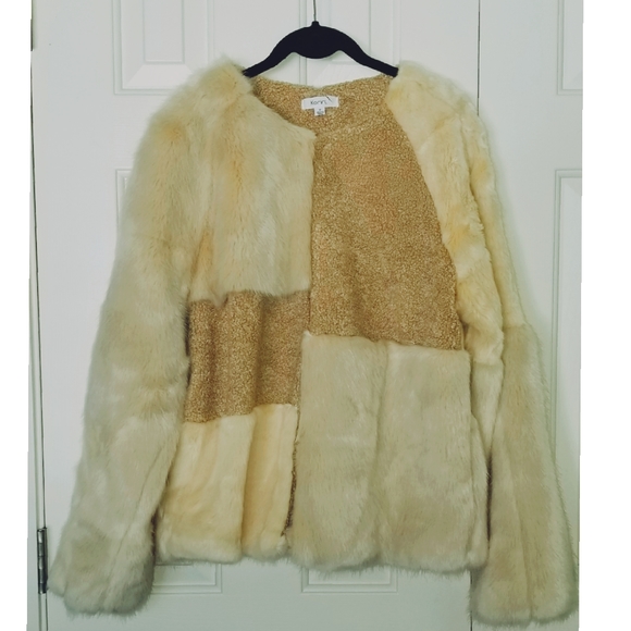 New Anthropologie Patched Faux Fur Korirl Jacket - Picture 5 of 6